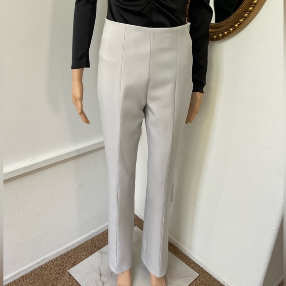 zara grey dress pants Zara Woman NWT Gray Tweed Houndstooth High Rise Pleated Straight Dress –  Brie main image 0